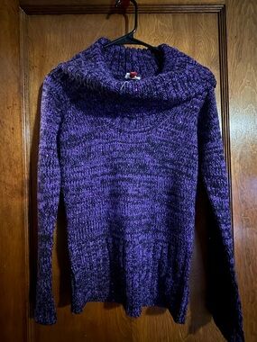 lei Y2K Cozy Purple Cowl-Neck Women's Sweater